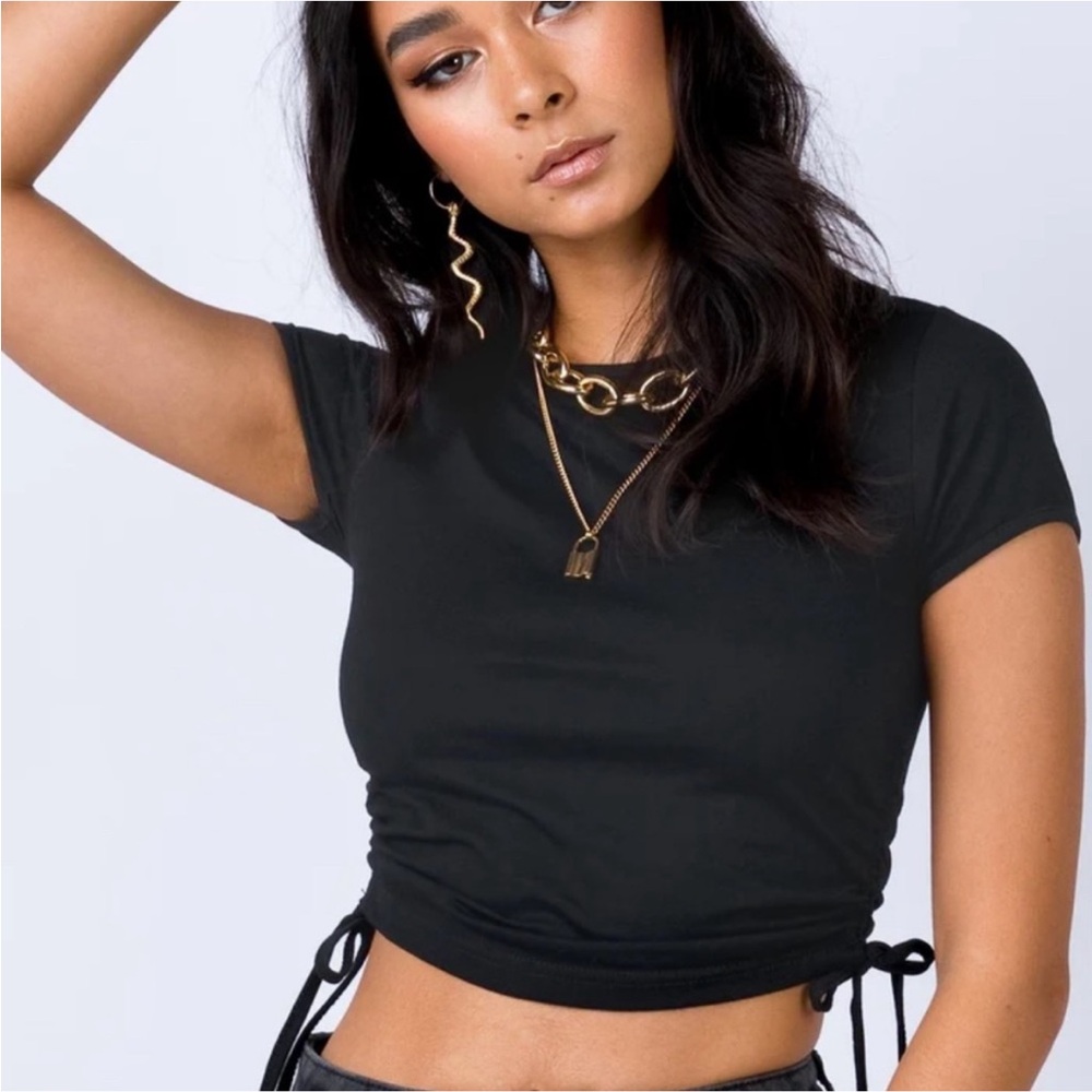 Princess Polly Black Crop Top Tie Sides
